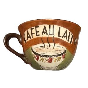 Vintage Large Coffee Mug Cafe Au Lait Latte Hot Tea Soup Cup
